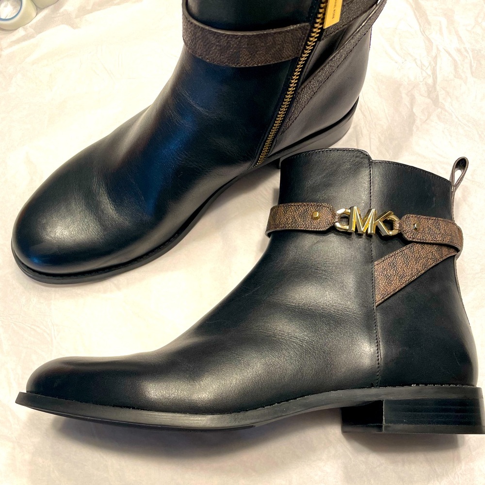 Michael Kors Leather & Logo Ankle Boot